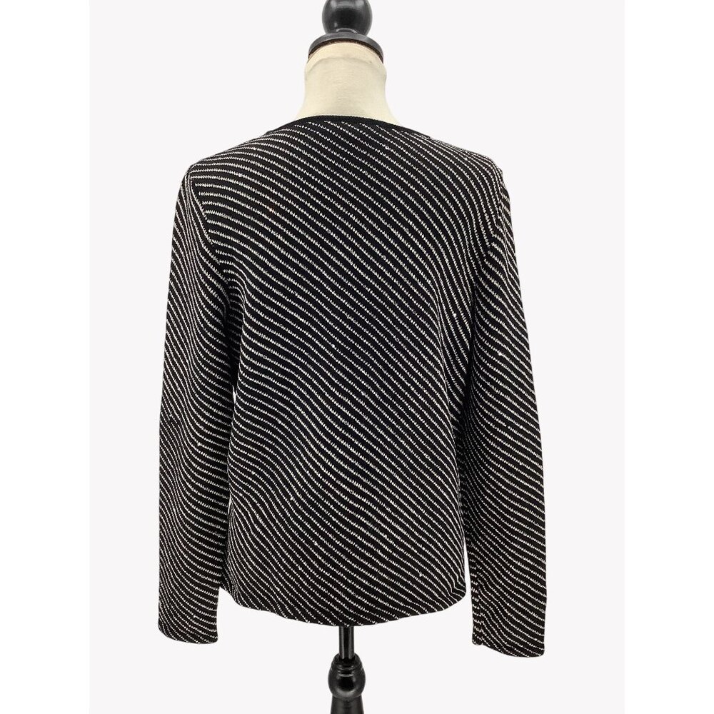 Vintage Lawrence Rich Womens Black & White Striped Sweater Size L Cozy Knit - Picture 5 of 6